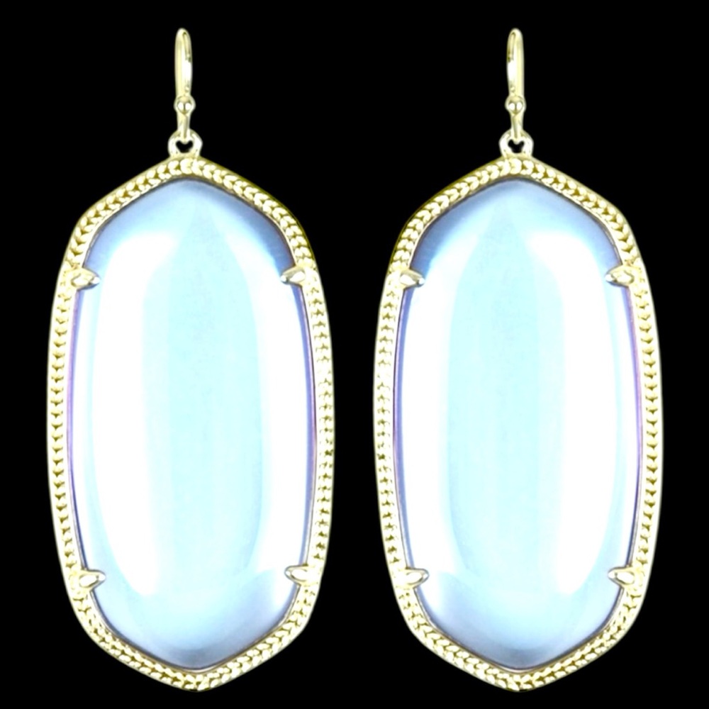 Kendra Scott Danielle Gold Earrings in Light Blue Quartz - Rare!